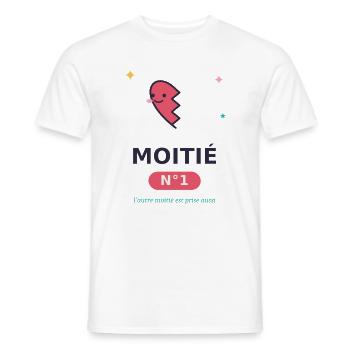 Moitié Coeur N°1 Sourire - T-shirt homme - blanc - Devant - AI Model Male 178 dark (178cm)