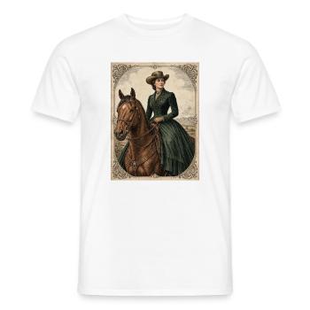 Frau im grünen Kleid im Schritt - Männer T-Shirt - Weiß - Vorne - AI Model Male 178 dark (178cm)