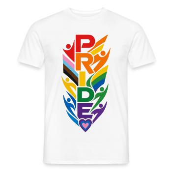Pride Rainbow T-Shirt CSD Parade Diversity - Men's T-Shirt - white - Front - AI Model Male 178 dark (178cm)