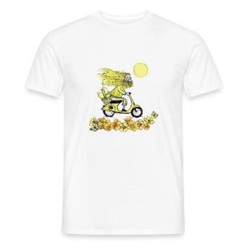 Monsieur Jaune à moto - T-shirt homme - blanc - Devant - AI Model Male 178 dark (178cm)