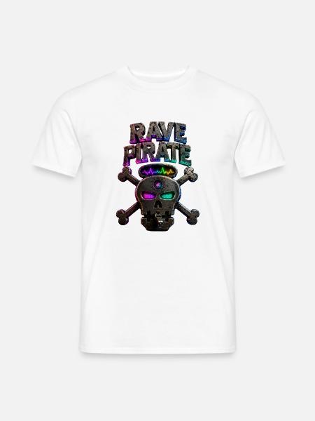 Rave Pirate Neon-Schädel - Männer T-Shirt - Weiß