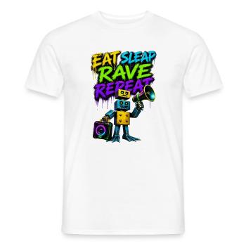 Eat Sleep Rave Repeat Graffiti Robot - Men's T-Shirt - white - Front - AI Model Male 178 dark (178cm)