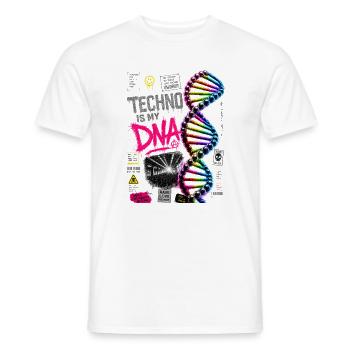 Techno est mon ADN, néon arc-en-ciel Helix - T-shirt homme - blanc - Devant - AI Model Male 178 dark (178cm)