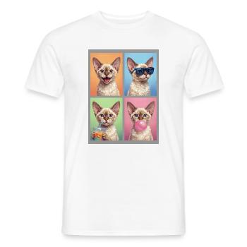 Katzen Devon Rex Katze - Männer T-Shirt - Weiß - Vorne - AI Model Male 178 dark (178cm)