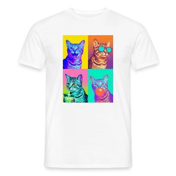 Chats Chat Mau égyptien - T-shirt homme - blanc - Devant - AI Model Male 178 dark (178cm)