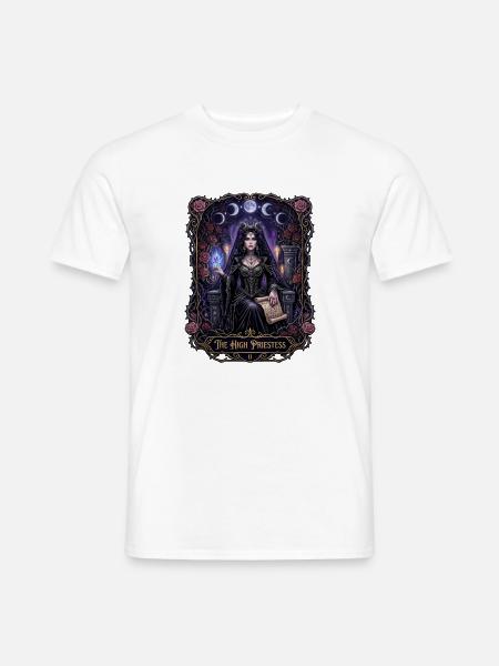 Gotische Hohepriesterin Witchcore Tarotkarte - Männer T-Shirt - Weiß