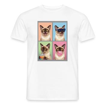 Katzen Europäische Burma Katze - Männer T-Shirt - Weiß - Vorne - AI Model Male 178 dark (178cm)