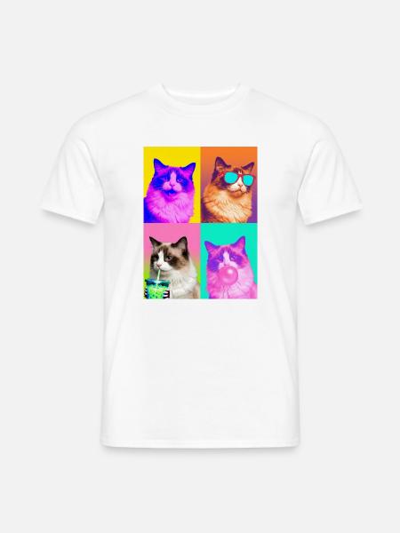 Katzen Ragdoll Katze - Männer T-Shirt - Weiß