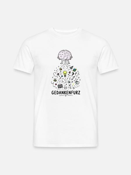 Gedankenfunken im Gehirn - Männer T-Shirt - Weiß