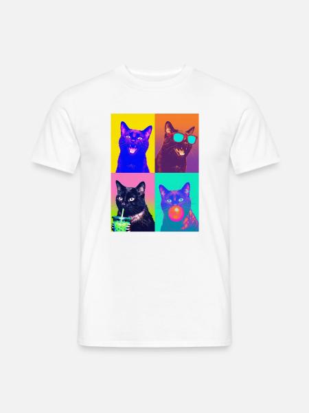 Katzen schwarze Katze - Männer T-Shirt - Weiß