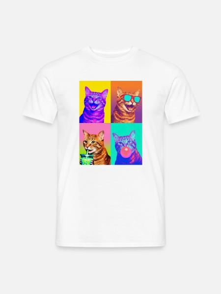 Katzen orange Tabby Katze - Männer T-Shirt - Weiß