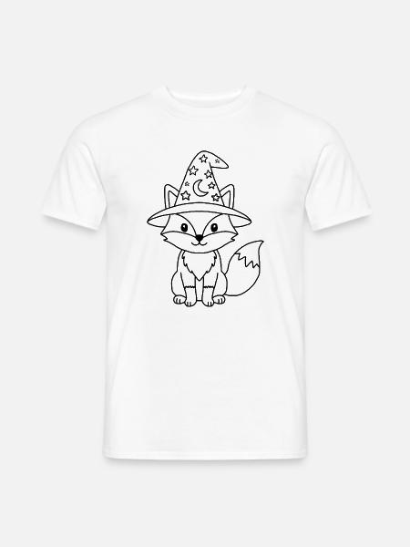 Fuchs-Zauberer Niedlicher Magiehut - Männer T-Shirt - Weiß