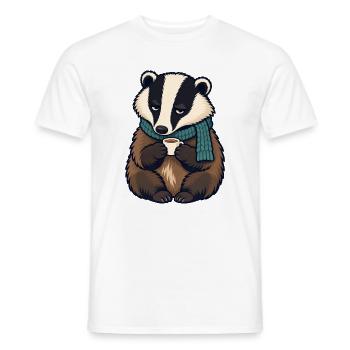 Dachs mit Espresso - Männer T-Shirt - Weiß - Vorne - AI Model Male 178 dark (178cm)