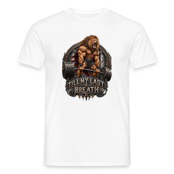 Löwe Bodybuilding Last Breath - Männer T-Shirt - Weiß - Vorne - AI Model Male 178 dark (178cm)