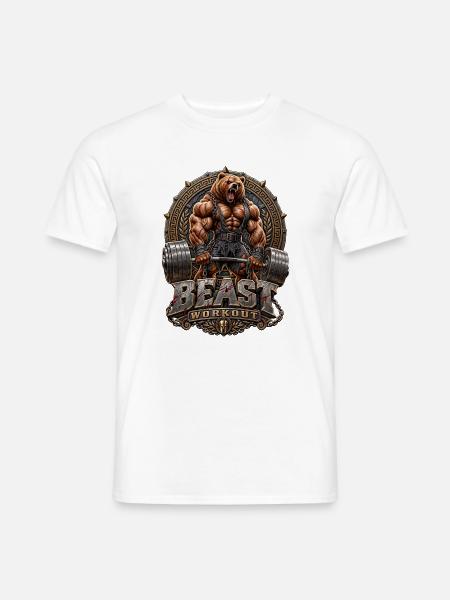 Grizzly Bär Beast Workout - Männer T-Shirt - Weiß