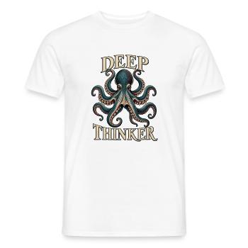 Deep Thinker – Vintage Oktopus - Männer T-Shirt - Weiß - Vorne - AI Model Male 178 dark (178cm)