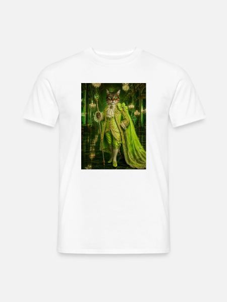Königskatze im smaragdgrünen Kleid - Männer T-Shirt - Weiß