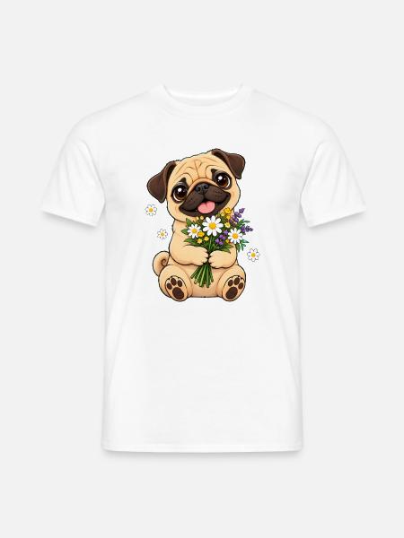 Mops Hund süßer Mops niedlicher Mops - Männer T-Shirt - Weiß