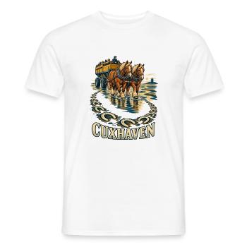 Cuxhaven Wattwagenspuren - Im Watt der Nordsee - Männer T-Shirt - Weiß - Vorne - AI Model Male 178 dark (178cm)