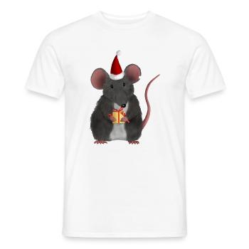 Weihnachtsratte mit Geschenk - Ohne Text - Männer T-Shirt - Weiß - Vorne - AI Model Male 178 dark (178cm)