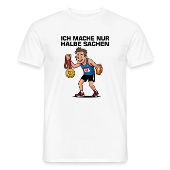 Ich mache nur halbe Sachen – Halbmarathon - Männer T-Shirt - Weiß - Vorne - AI Model Male 178 dark (178cm)