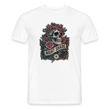 Nachtschatten-Schädel mit Nachtrosen - Männer T-Shirt - Weiß - Vorne - AI Model Male 178 dark (178cm)
