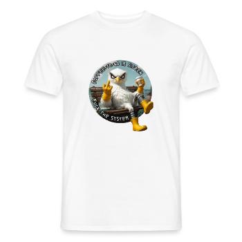 Böse Möwen - Fuck the System  - Männer T-Shirt - Weiß - Vorne - AI Model Male 178 dark (178cm)