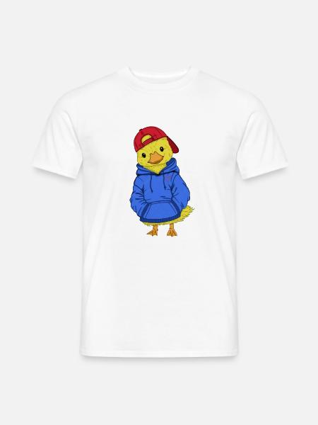 Coole Ente mit Hoodie und Cap - Männer T-Shirt - Weiß