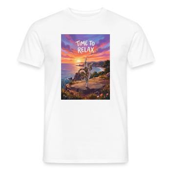 Time to Relax - Yoga Cat - Männer T-Shirt - Weiß - Vorne - AI Model Male 178 dark (178cm)