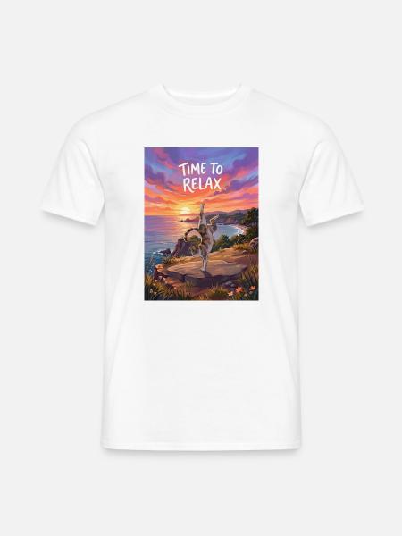 Time to Relax - Yoga Cat - Männer T-Shirt - Weiß