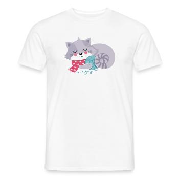Cat with woolly tuber - Men's T-Shirt - white - Front - AI Model Male 178 dark (178cm)