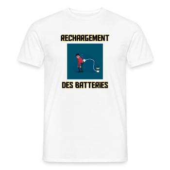 Rechargement des batteries occasion spéciale - T-shirt homme - blanc - Devant - AI Model Male 178 dark (178cm)