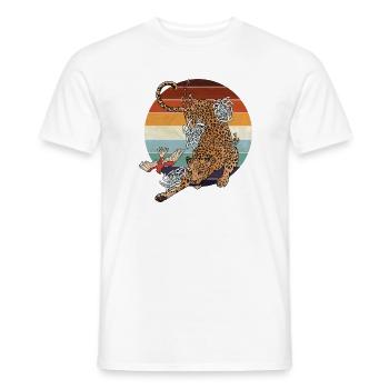 spirit japonais léopard | Rétro vintage - T-shirt homme - blanc - Devant - AI Model Male 178 dark (178cm)