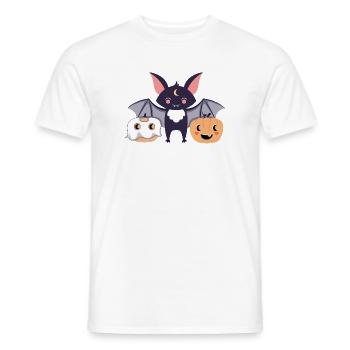 Bat with pumpkins - Men's T-Shirt - white - Front - AI Model Male 178 dark (178cm)