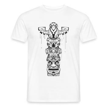 TOTEM Totems Oiseau Ours Singe Maya Art humain haïda - T-shirt homme - blanc - Devant - AI Model Male 178 dark (178cm)