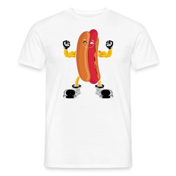 Hot Dog Bodybuilding Fitness Gym Gift - Men's T-Shirt - white - Front - AI Model Male 178 dark (178cm)