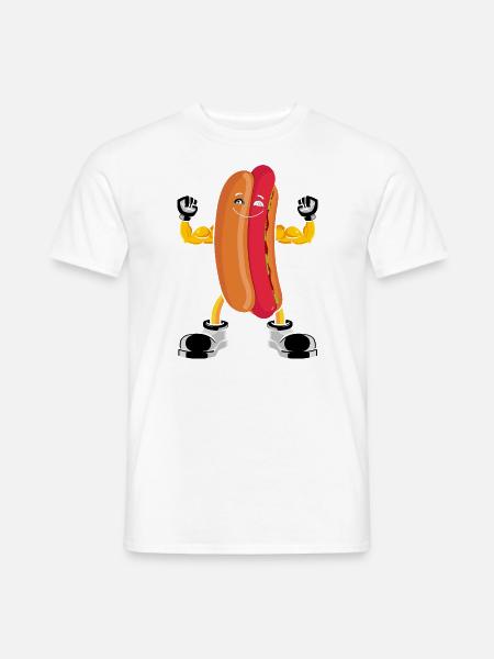 Hot Dog Bodybuilding Fitness Gym Geschenk - Männer T-Shirt - Weiß