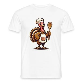 Dankbarer Truthahn im Chef-Schürzen-Design - Männer T-Shirt - Weiß - Vorne - AI Model Male 178 dark (178cm)