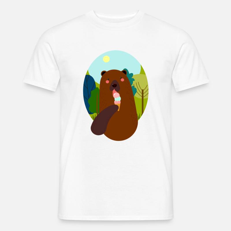 Bär mit Eis - Männer T-Shirt - Weiß