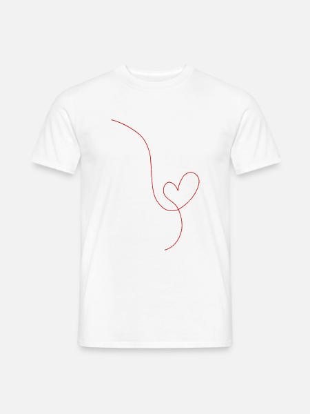 Coeur rouge dessin au trait - Mænd T-shirt - hvid