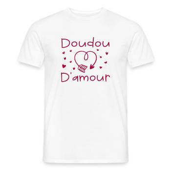 doudou d amour - T-shirt homme - blanc - Devant - AI Model Male 178 dark (178cm)