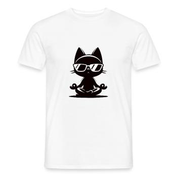 Coole Yoga Katzen Design - Männer T-Shirt - Weiß - Vorne - AI Model Male 178 dark (178cm)