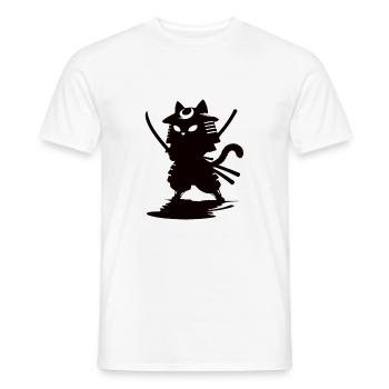 Funny Samurai Cat - Men's T-Shirt - white - Front - AI Model Male 178 dark (178cm)