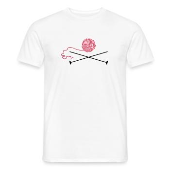 Wollknäuel mit Nadeln / wool 'n knitting needle ( - Männer T-Shirt - Weiß - Vorne - AI Model Male 178 dark (178cm)