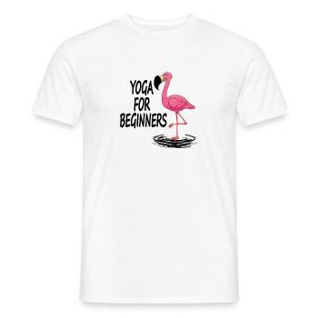 Yoga flamant drôle pour le T-shirt de plage de débutants - T-shirt homme - blanc - Devant - AI Model Male 178 dark (178cm)