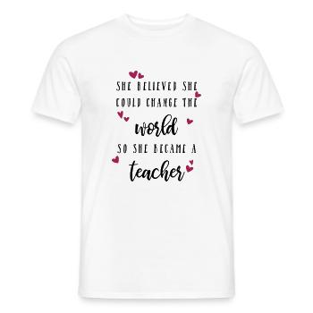Maître pourrait-il changer le monde - T-shirt homme - blanc - Devant - AI Model Male 178 dark (178cm)