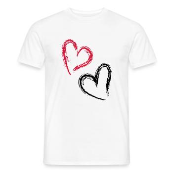 double coeur - T-shirt homme - blanc - Devant - AI Model Male 178 dark (178cm)