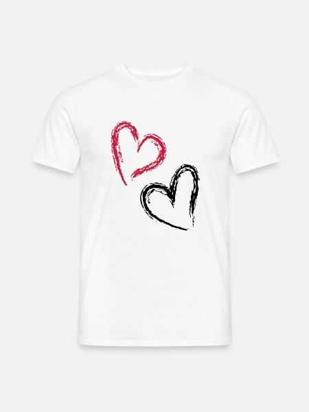 double coeur - T-shirt homme - blanc