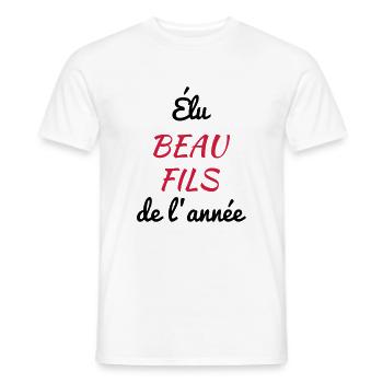 Stepson Schwiegersohn Beau Fils Baby Bébé Birth - Men's T-Shirt - white - Front - AI Model Male 178 dark (178cm)
