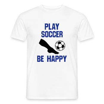 Jouer au football, être heureux (partie d’une jambe, football) - T-shirt homme - blanc - Devant - AI Model Male 178 dark (178cm)